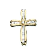 14K Yellow Gold 7/8 ct. Diamond Cross Pendant with Chain