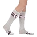 Xhilaration&reg; Socks 3Pk Knee Highs - Purple Solid/Black With Small Dots/Light Gray with Striped Pattern - One Size