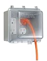 Taymac MM7440GY-B Weatherproof Double Outlet Cover Outdoor Receptacle Protector, 4-3/8 Inches Deep, Grey