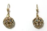 Catherine Popesco 14K Gold Plated Crystal and Black Diamond Swarovski Crystal Balls Dangle Earrings