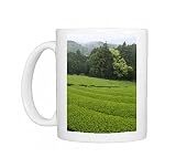 Rows of green tea bushes growing on the Makinohara tea plantations in Shizuoka, Photo Mugs
