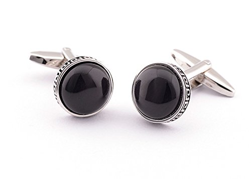 Super Shiny Swarovski Crystal The Black Opal Circular Cufflinks Elegant Style