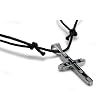Stainless Steel Cross Pendant on Adjustable Black Cord