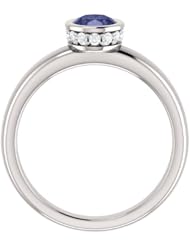 Platinum 7.00x5.00mm Oval Cut Iolite and Diamond Ring -- LIFETIME WARRANTY