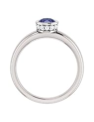 18K White Gold 7.00x5.00mm Oval Cut Iolite and Diamond Ring -- LIFETIME WARRANTY