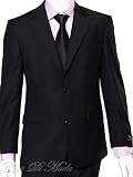 Chianti Two Button Double vented Solid black Wool Suit 42R - *Contemporary Trim EURO Cut + FREE 100% SILK TIE*