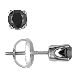 14k White Gold 3 8 Carat Black Diamond Single Stud (1 2 Pair) Earring