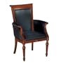 Leather Guest Chair with West Indies Cherry Frame Black Leather/ West Indies Cherry Finish