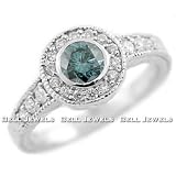 0.80ct SI2 Fancy Blue Diamond Ring 14k White Gold Antique Style