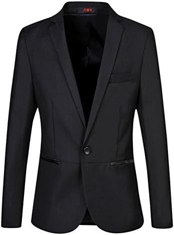 JZMK Men's Plain Black Blazer US Size 44 (Label Asian Size 6XL) Black