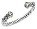 Athena Sterling Silver and 14k Gold Dome-Shaped Sky Blue Topaz Cable Bangle Bracelet
