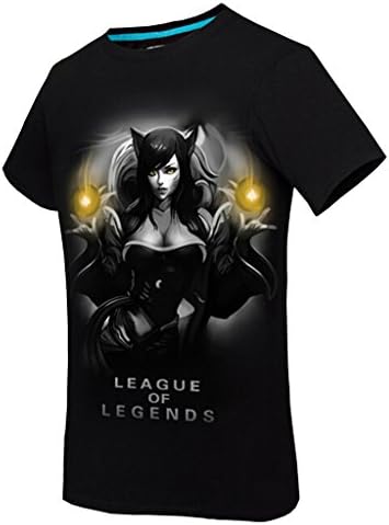2016 Men's Brand new T-Shirt League of Legends T-Shirt LOL Short Sleeved Cotton Mat Comes in 15 Patterns Black and White (XXXL, Ahri)