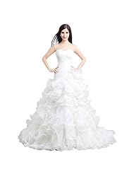  Scoop Neck Sweetheart Off the Shoulder Cotton/Organza/Rayon Wedding Party Dress  With Ruffles