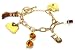 Lady's Themed Chunky Boot, Purse, Cell, Lipstick & Sunglasses Charm Bracelet Gold Tone