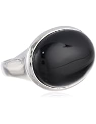 Silvertone Oval Onyx Ring