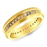 14K Yellow Gold Eternity Men's Diamond Band Ring