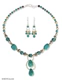 Pearl and amazonite jewelry set, 'Meteor Chic' 19.3 W 0.6 L