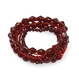 Glass Beads, Elastic Burgundy Elastic Bracelet 