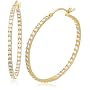 Yellow Gold Overlay Sterling Silver Cubic Zirconia "Inside Out" Hoop Earrings