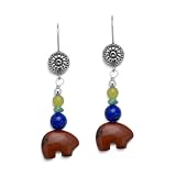 Red Jasper Bear Jewelry Bead Earrings