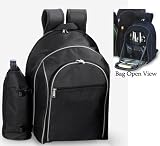 2 picnic backpack:On-The-Go Backpack Picnic Set for 2 With Detachable Wine Carrier - BLACK