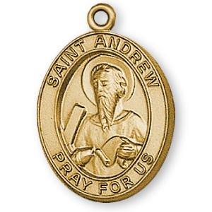 12K Yellow Gold Filled St Andrew Medal and 24 Chain