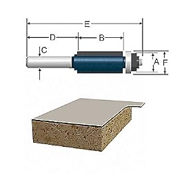Bosch 85268M 3/8" x 2-9/16" Carbide Tipped 2 Flute Laminate Flush Trimming Bits Ball Bearing Pilot