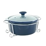 Mayfair & Jackson Round Porcelain Casserole with Vented Lid and Elegant Serving Rack