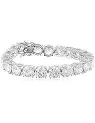 Platinum Plated Sterling Silver Round Simulated Diamond Tennis Bracelet