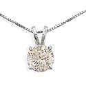 14k White Gold Diamond Solitaire Pendant, (KL I2 1/5ct tw) 18" Chain