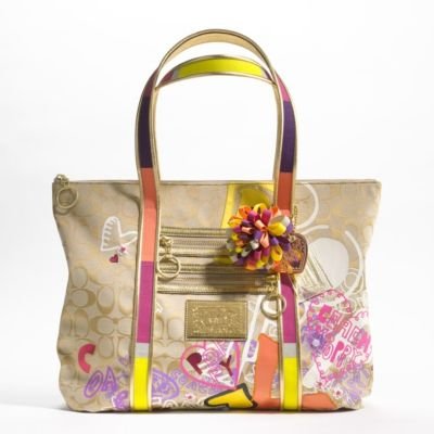Coach Limited Edition Poppy Graffiti Glam Bag PUrse Tote