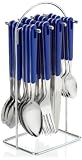 Bistro 25-Piece Cutlery Set 18/0 with Table Stand in Cardboard Box Blue