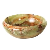 Decolav 1625-O-GBR 16-Inch Round Tapered Rim Stone Vessel, Green Brown Onyx