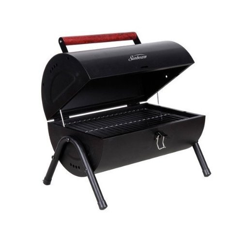 portable charcoal grill Sunbeam Bostwick Barrel BBQ Grill, Black