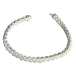 Hand crafted Zircon Jewellery Sterling Silver Bracelet 7.5 Inches