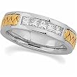 Two Tone Side Braid Ladies Diamond Wedding Band