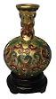 Set of 2 Chinese cloisonne copper body enameled vases, bases included, 2"H