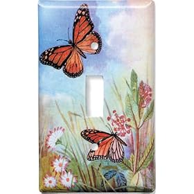 Butterflies and Flowers Switch Plate - Single Toggle by Art Plates.com