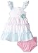 Nannette Baby Girls' White and Mint Swiss Dot Seersucker with Panty