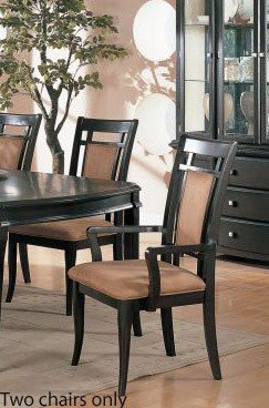 Set of 2 Dining Arm Chairs - Light Walnut and Black