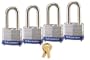 Master Lock 3QLF Keyed-Alike Padlock, 1-9/16-Inch Wide 1-1/2-Inch Shackle, 4-Pack