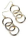 Golden Ring Rhinestone Drop Dangle Earrings Fashion Jewelry