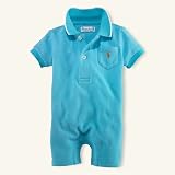(ラルフローレン) RALPH LAUREN ポケット付き・ポロショートオール(水色)