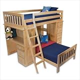 Tradewins Birch Youth L-Shaped Twin over Twin Wood Loft Bed in Natural Fini ....