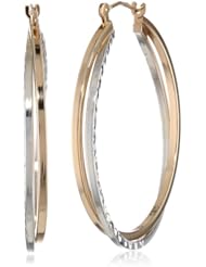 Bonded Sterling Silver and 14k Two-Tone Gold Hoop Earrings