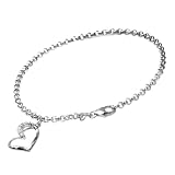 10k White Gold Rolo Bracelet w/ Diamond Heart Charm (.075 cttw, IJ Color, I2-I3 Clarity)