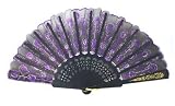 Black and Purple Handheld Asian Fan