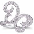 14Kt White Gold Butterfly Diamond Fashion Ring
