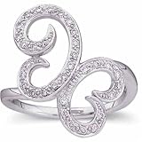 0.20Ct.T.W. Round Brilliant Cut Diamonds, 14K White Gold. Butterfly Diamond Fashion Ring