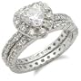 Antique Inspired Heart Cushion Cut CZ Wedding Set